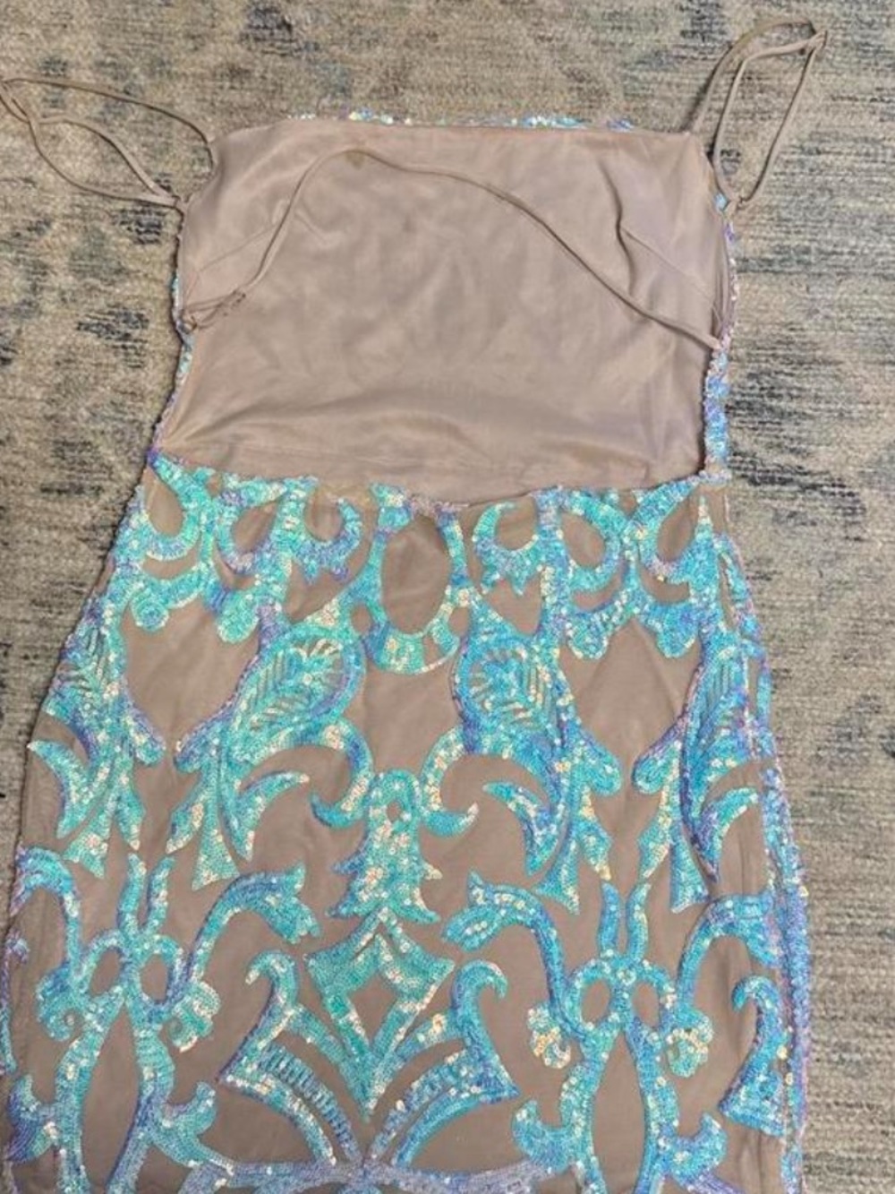 Lucy in the Sky Iridescent Teal Sequin Mini Dress - Picture 2 of 2